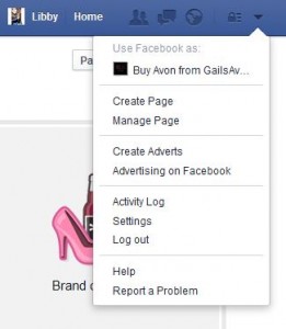 Step one of setting up Avon on Facebook